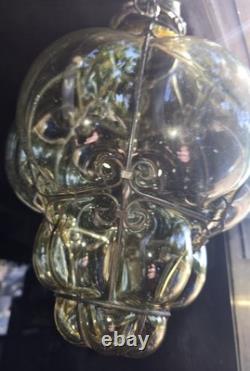 Hand Blown Caged Glass Lantern Ceiling Light Vintage Italy Read Murano