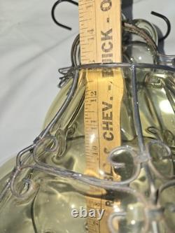 Hand Blown Caged Glass Lantern Ceiling Light Vintage Italy Read Murano