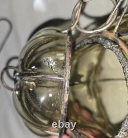 Hand Blown Caged Glass Lantern Ceiling Light Vintage Italy Read Murano