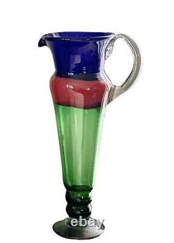 Hand Blown Glass 21 Inch Tall Murano Style Pitcher Vase Home Decor