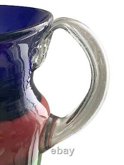 Hand Blown Glass 21 Inch Tall Murano Style Pitcher Vase Home Decor