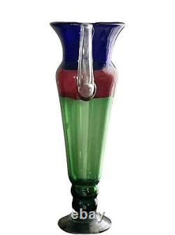 Hand Blown Glass 21 Inch Tall Murano Style Pitcher Vase Home Decor