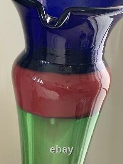 Hand Blown Glass 21 Inch Tall Murano Style Pitcher Vase Home Decor