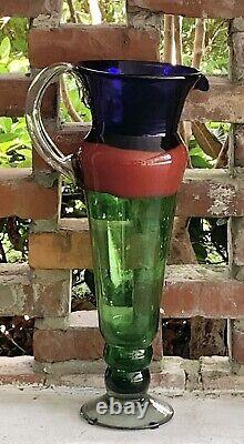 Hand Blown Glass 21 Inch Tall Murano Style Pitcher Vase Home Decor