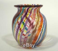 Hand Blown Glass Art Bowl/vase, Dirwood Glass, Complex Murano Cane Process