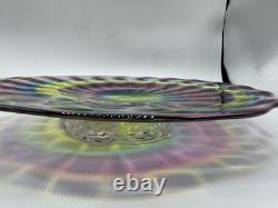 Hand Blown Glass Art Swirl Platter Centerpiece Signed SNR Murano-Style