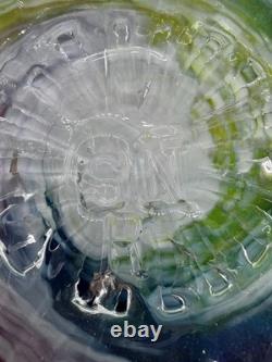 Hand Blown Glass Art Swirl Platter Centerpiece Signed SNR Murano-Style