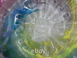 Hand Blown Glass Art Swirl Platter Centerpiece Signed SNR Murano-Style