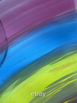 Hand Blown Glass Art Swirl Platter Centerpiece Signed SNR Murano-Style