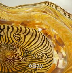 Hand Blown Glass Art Wall Bowl Platter, Dirwood, Murano Incalmo & Cane Processes