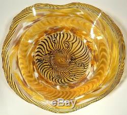 Hand Blown Glass Art Wall Bowl Platter, Dirwood, Murano Incalmo & Cane Processes