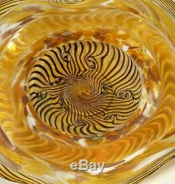 Hand Blown Glass Art Wall Bowl Platter, Dirwood, Murano Incalmo & Cane Processes