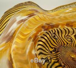 Hand Blown Glass Art Wall Bowl Platter, Dirwood, Murano Incalmo & Cane Processes