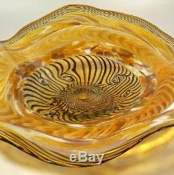 Hand Blown Glass Art Wall Bowl Platter, Dirwood, Murano Incalmo & Cane Processes