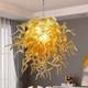 Hand Blown Glass Chandelier Home Amber Murano Chandeliers Light Fixture 28H