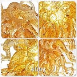 Hand Blown Glass Chandelier Home Amber Murano Chandeliers Light Fixture 28H