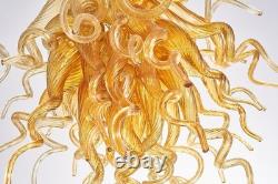 Hand Blown Glass Chandelier Home Amber Murano Chandeliers Light Fixture 28H