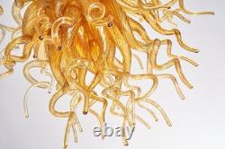 Hand Blown Glass Chandelier Home Amber Murano Chandeliers Light Fixture 28H