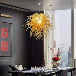 Hand Blown Glass Chandelier Home Amber Murano Chandeliers Light Fixture 28H
