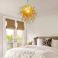 Hand Blown Glass Chandelier Home Amber Murano Chandeliers Light Fixture 28H
