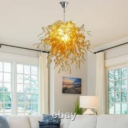 Hand Blown Glass Chandelier Home Amber Murano Chandeliers Light Fixture 28H