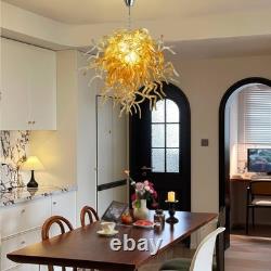 Hand Blown Glass Chandelier Home Amber Murano Chandeliers Light Fixture 28H