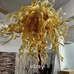Hand Blown Glass Chandelier Home Amber Murano Chandeliers Light Fixture 28H