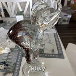 Hand Blown Glass Elephant 16 Tall HEAVY Standing on Ball Murano Style