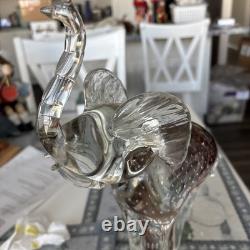 Hand Blown Glass Elephant 16 Tall HEAVY Standing on Ball Murano Style