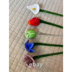 Hand Blown Glass Flowers Floral Bouquet Art Glass Decor Murano Inspired