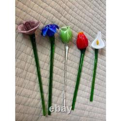 Hand Blown Glass Flowers Floral Bouquet Art Glass Decor Murano Inspired