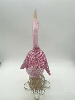 Hand Blown Glass Murano Art Style Bird Swan Figurine Sculpture Statue Pink