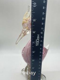 Hand Blown Glass Murano Art Style Bird Swan Figurine Sculpture Statue Pink