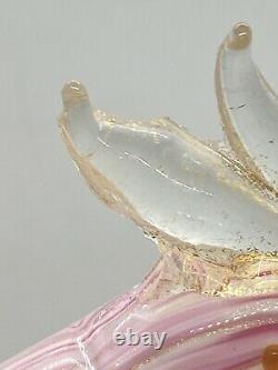 Hand Blown Glass Murano Art Style Bird Swan Figurine Sculpture Statue Pink