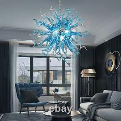 Hand Blown Glass Sputnik Chandelier Murano Blue Gray Ceiling Light Fixture