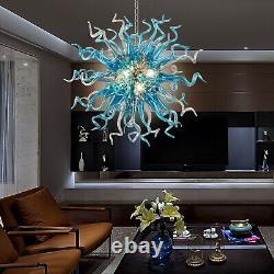 Hand Blown Glass Sputnik Chandelier Murano Blue Gray Ceiling Light Fixture