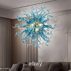 Hand Blown Glass Sputnik Chandelier Murano Blue Gray Ceiling Light Fixture