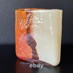 Hand Blown Glass Vase Toni Zuccheri Style Murano Repro Heavy Art Glass Set of 2