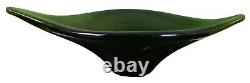 Hand Blown Green Art Glass Centerpiece Heavy Fruit Bowl Freeform Murano Modern