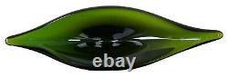 Hand Blown Green Art Glass Centerpiece Heavy Fruit Bowl Freeform Murano Modern