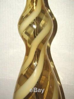 Hand Blown Italian Glass Ribbon Swirl Pattern Murano Lamp Set