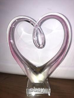 Hand Blown Large Art Glass Heart Sculpture Centerpiece Murano Style Figurine