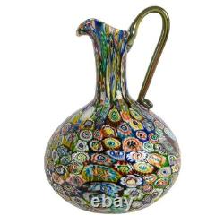 Hand-Blown Millefiori Art Glass Pitcher Attributed to Fratelli Toso