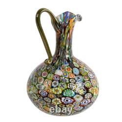 Hand-Blown Millefiori Art Glass Pitcher Attributed to Fratelli Toso