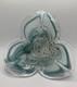Hand Blown Murano Blue Pedal Art Glass Bowl with Gold Flakes