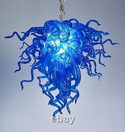 Hand Blown Murano Glass Chandelier Luxury Sea Blue Lighting Light Fixture 28 H