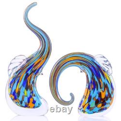 Hand Blown Murano Glass Elephant Statues Set Luxury Sculptures Home Decor f
