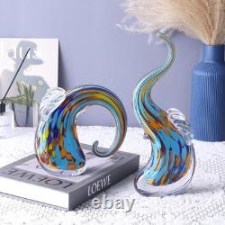 Hand Blown Murano Glass Elephant Statues Set Luxury Sculptures Home Decor f