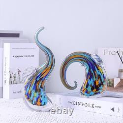 Hand Blown Murano Glass Elephant Statues Set Luxury Sculptures Home Decor f