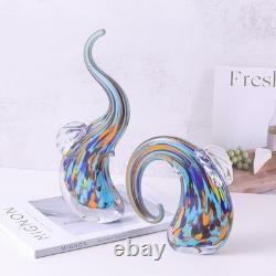 Hand Blown Murano Glass Elephant Statues Set Luxury Sculptures Home Decor f
